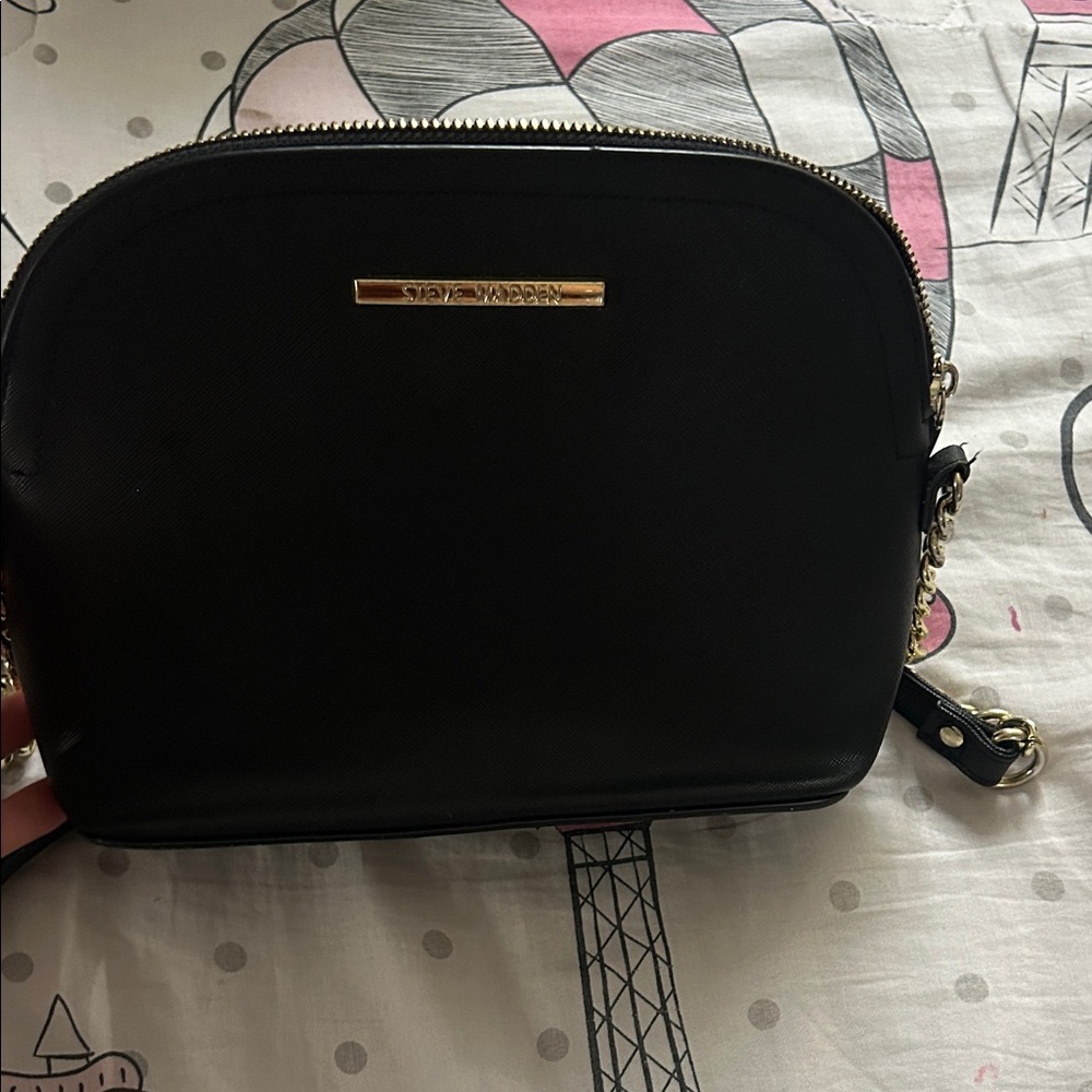 Steve Madden Black Crossbody Bag with Gold Accents